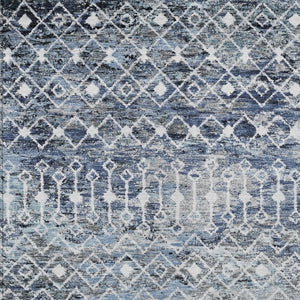 HomeRoots 5' Stylish Blue and Silver Argyle Area Rug - Durable, Washable, Indoor/Outdoor Versatile Design 5' X 8' 615801