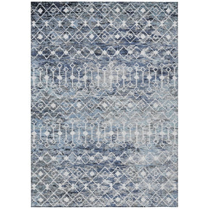 HomeRoots 5' Stylish Blue and Silver Argyle Area Rug - Durable, Washable, Indoor/Outdoor Versatile Design 9' X 12' 615804