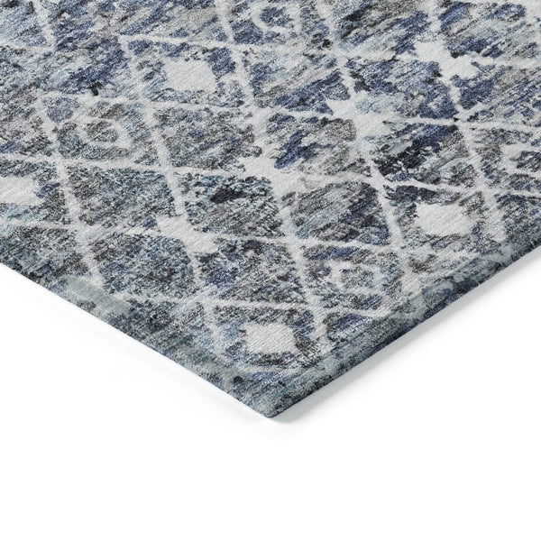 HomeRoots 5' Stylish Blue and Silver Argyle Area Rug - Durable, Washable, Indoor/Outdoor Versatile Design 10' X 14' 615805