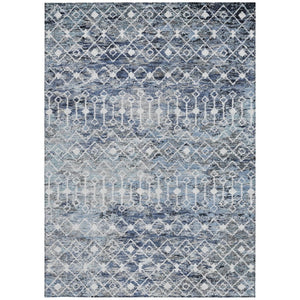 HomeRoots 5' Stylish Blue and Silver Argyle Area Rug - Durable, Washable, Indoor/Outdoor Versatile Design 10' X 14' 615805