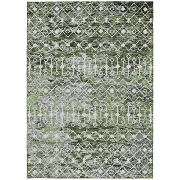 HomeRoots 5' Refresh Your Space with an Olive Green and Ivory Argyle Washable Area Rug for Indoor Outdoor Use 5' X 8' 615807