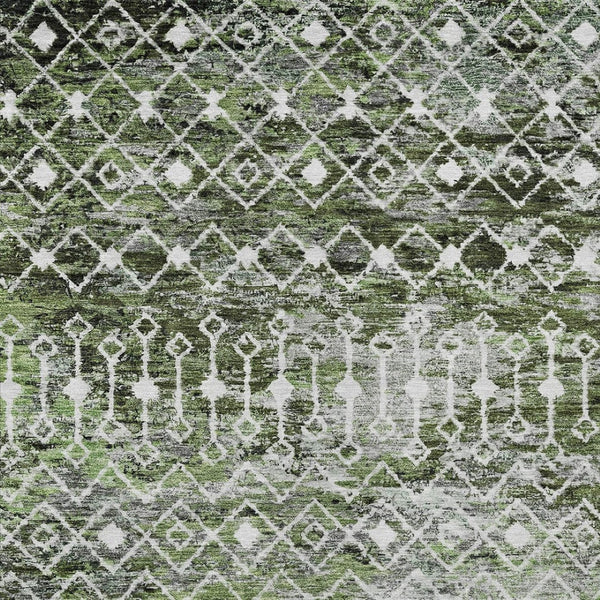 HomeRoots 5' Refresh Your Space with an Olive Green and Ivory Argyle Washable Area Rug for Indoor Outdoor Use 5' X 8' 615807