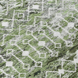 HomeRoots 5' Refresh Your Space with an Olive Green and Ivory Argyle Washable Area Rug for Indoor Outdoor Use 8' Round 615808