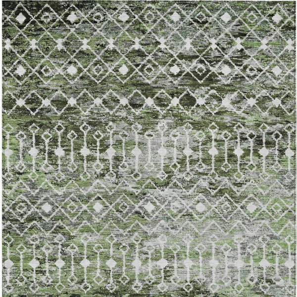 HomeRoots 5' Refresh Your Space with an Olive Green and Ivory Argyle Washable Area Rug for Indoor Outdoor Use 8' X 10' 615809