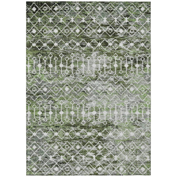 HomeRoots 5' Refresh Your Space with an Olive Green and Ivory Argyle Washable Area Rug for Indoor Outdoor Use 8' X 10' 615809
