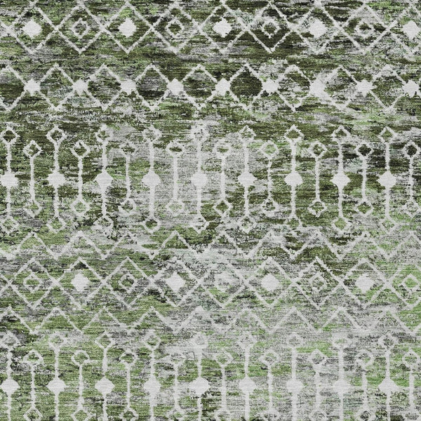 HomeRoots 5' Refresh Your Space with an Olive Green and Ivory Argyle Washable Area Rug for Indoor Outdoor Use 8' X 10' 615809