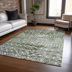 HomeRoots 5' Refresh Your Space with an Olive Green and Ivory Argyle Washable Area Rug for Indoor Outdoor Use 8' X 10' 615809