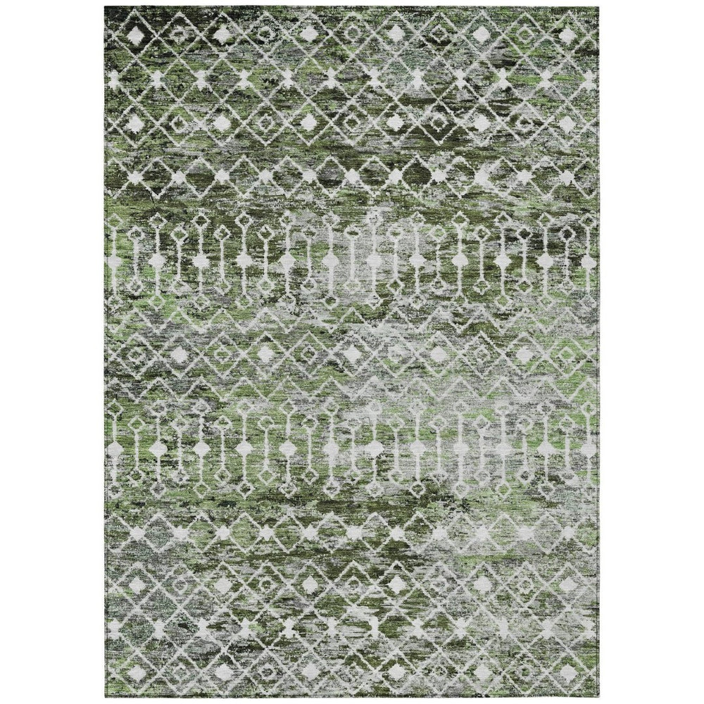 HomeRoots 5' Refresh Your Space with an Olive Green and Ivory Argyle Washable Area Rug for Indoor Outdoor Use 9' X 12' 615810