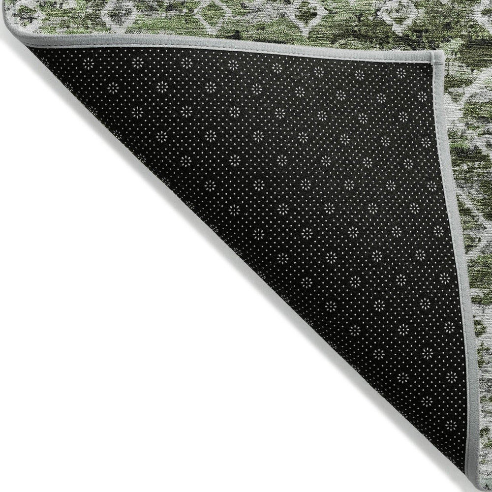 HomeRoots 5' Refresh Your Space with an Olive Green and Ivory Argyle Washable Area Rug for Indoor Outdoor Use 9' X 12' 615810