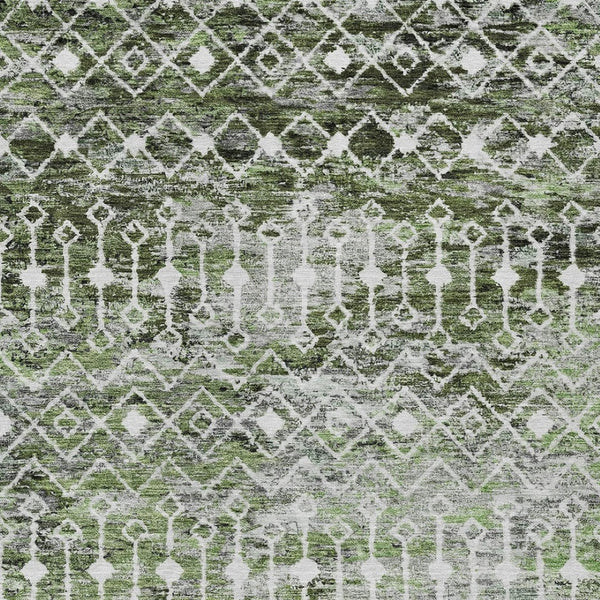 HomeRoots 5' Refresh Your Space with an Olive Green and Ivory Argyle Washable Area Rug for Indoor Outdoor Use 9' X 12' 615810