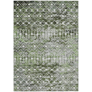 HomeRoots 5' Refresh Your Space with an Olive Green and Ivory Argyle Washable Area Rug for Indoor Outdoor Use 10' X 14' 615811