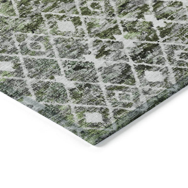 HomeRoots 5' Refresh Your Space with an Olive Green and Ivory Argyle Washable Area Rug for Indoor Outdoor Use 10' X 14' 615811
