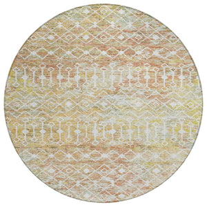 HomeRoots 5' Peach and Ivory Argyle Area Rug - Stylish, Durable Design for Indoor or Outdoor Spaces, Easy Care 8' Round 615814