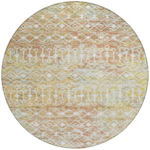 HomeRoots 5' Peach and Ivory Argyle Area Rug - Stylish, Durable Design for Indoor or Outdoor Spaces, Easy Care 8' Round 615814