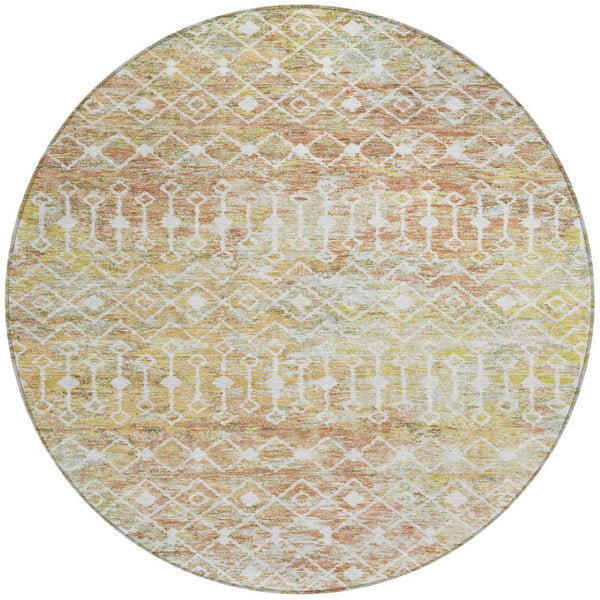 HomeRoots 5' Peach and Ivory Argyle Area Rug - Stylish, Durable Design for Indoor or Outdoor Spaces, Easy Care 8' Round 615814