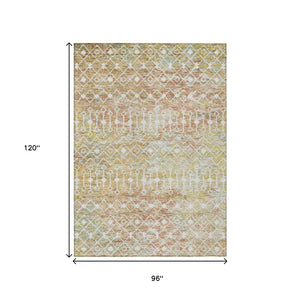 HomeRoots 5' Peach and Ivory Argyle Area Rug - Stylish, Durable Design for Indoor or Outdoor Spaces, Easy Care 8' X 10' 615815