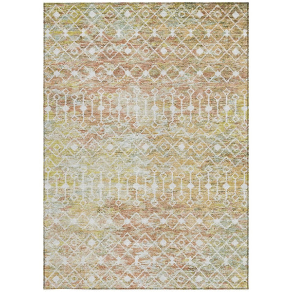 HomeRoots 5' Peach and Ivory Argyle Area Rug - Stylish, Durable Design for Indoor or Outdoor Spaces, Easy Care 8' X 10' 615815