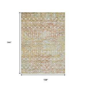 HomeRoots 5' Peach and Ivory Argyle Area Rug - Stylish, Durable Design for Indoor or Outdoor Spaces, Easy Care 9' X 12' 615816