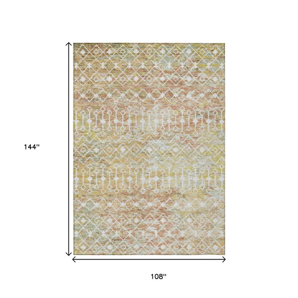 HomeRoots 5' Peach and Ivory Argyle Area Rug - Stylish, Durable Design for Indoor or Outdoor Spaces, Easy Care 9' X 12' 615816