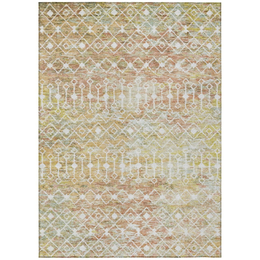 HomeRoots 5' Peach and Ivory Argyle Area Rug - Stylish, Durable Design for Indoor or Outdoor Spaces, Easy Care 9' X 12' 615816