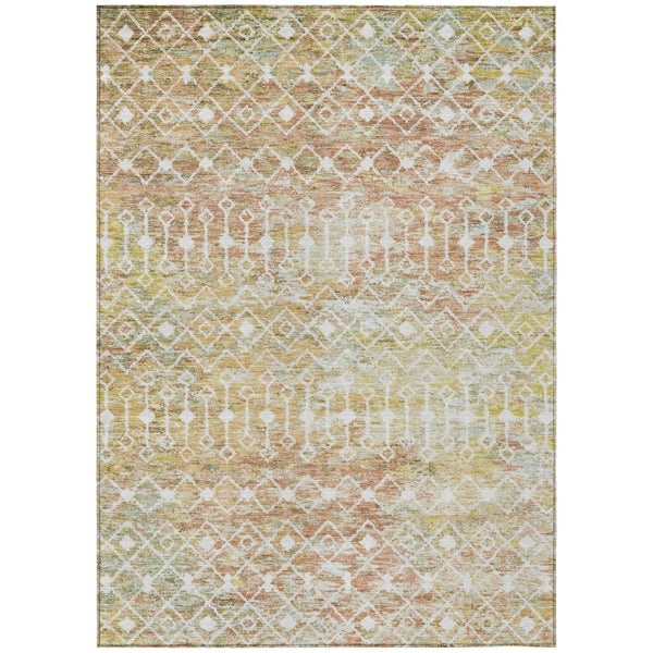 HomeRoots 5' Peach and Ivory Argyle Area Rug - Stylish, Durable Design for Indoor or Outdoor Spaces, Easy Care 9' X 12' 615816