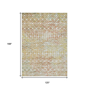 HomeRoots 5' Peach and Ivory Argyle Area Rug - Stylish, Durable Design for Indoor or Outdoor Spaces, Easy Care 10' X 14' 615817