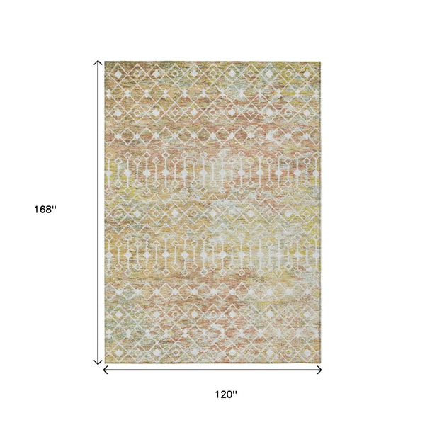 HomeRoots 5' Peach and Ivory Argyle Area Rug - Stylish, Durable Design for Indoor or Outdoor Spaces, Easy Care 10' X 14' 615817