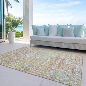 HomeRoots 5' Peach and Ivory Argyle Area Rug - Stylish, Durable Design for Indoor or Outdoor Spaces, Easy Care 10' X 14' 615817