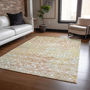 HomeRoots 5' Peach and Ivory Argyle Area Rug - Stylish, Durable Design for Indoor or Outdoor Spaces, Easy Care 10' X 14' 615817