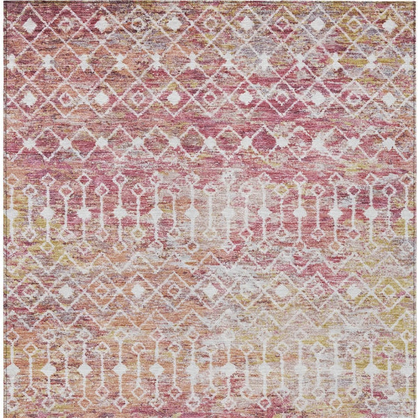 HomeRoots 5' Stylish Pink and Ivory Argyle Washable Area Rug – Perfect for Indoor and Outdoor Spaces 5' X 8' 615819
