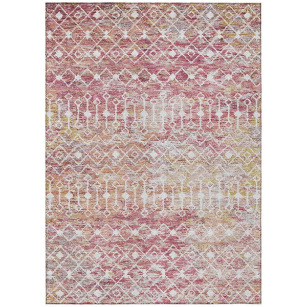 HomeRoots 5' Stylish Pink and Ivory Argyle Washable Area Rug – Perfect for Indoor and Outdoor Spaces 5' X 8' 615819