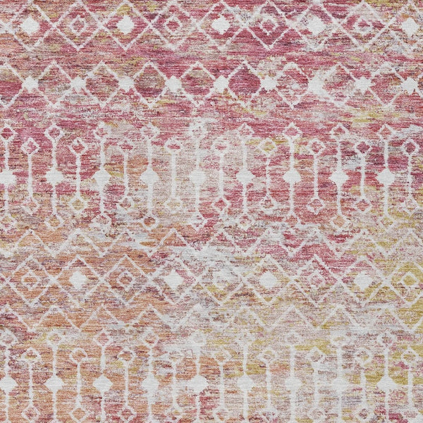 HomeRoots 5' Stylish Pink and Ivory Argyle Washable Area Rug – Perfect for Indoor and Outdoor Spaces 5' X 8' 615819