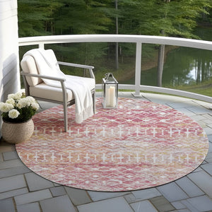 HomeRoots 5' Stylish Pink and Ivory Argyle Washable Area Rug – Perfect for Indoor and Outdoor Spaces 8' Round 615820