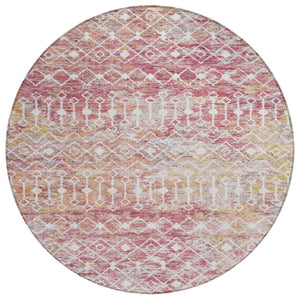 HomeRoots 5' Stylish Pink and Ivory Argyle Washable Area Rug – Perfect for Indoor and Outdoor Spaces 8' Round 615820