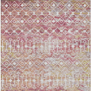 HomeRoots 9' X 12' Pink and Ivory Argyle Area Rug - Washable, Durable, Stylish for Indoor & Outdoor Spaces! 615822