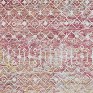 HomeRoots 9' X 12' Pink and Ivory Argyle Area Rug - Washable, Durable, Stylish for Indoor & Outdoor Spaces! 615822