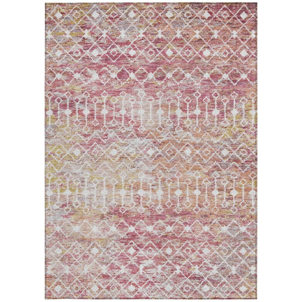 HomeRoots 5' Stylish Pink and Ivory Argyle Washable Area Rug – Perfect for Indoor and Outdoor Spaces 10' X 14' 615823