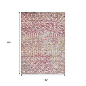 HomeRoots 5' Stylish Pink and Ivory Argyle Washable Area Rug – Perfect for Indoor and Outdoor Spaces 10' X 14' 615823