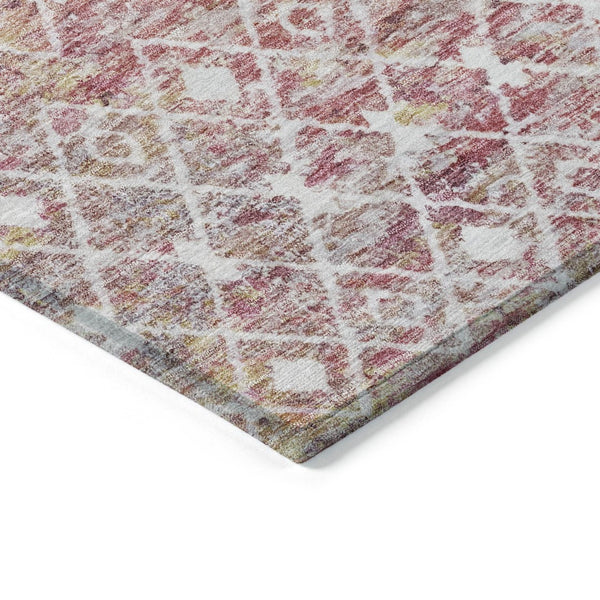 HomeRoots 5' Stylish Pink and Ivory Argyle Washable Area Rug – Perfect for Indoor and Outdoor Spaces 10' X 14' 615823