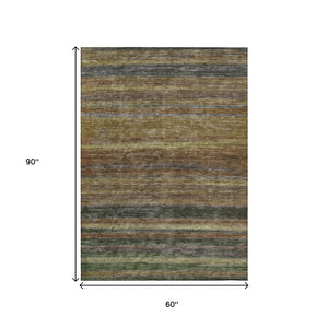 HomeRoots 5' Striped Washable Area Rug – Durable, Stain-Resistant Design for Indoor & Outdoor Spaces 5' X 8' 615831