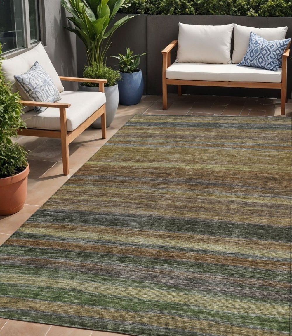 HomeRoots 5' Striped Washable Area Rug – Durable, Stain-Resistant Design for Indoor & Outdoor Spaces 5' X 8' 615831