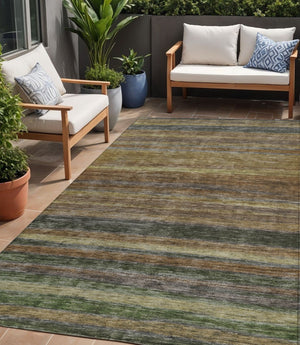 HomeRoots 5' Striped Washable Area Rug – Durable, Stain-Resistant Design for Indoor & Outdoor Spaces 5' X 8' 615831