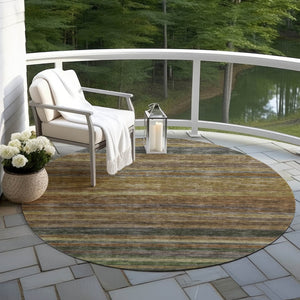 HomeRoots 5' Striped Washable Area Rug – Durable, Stain-Resistant Design for Indoor & Outdoor Spaces 8' Round 615832