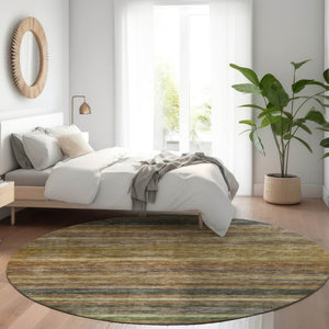 HomeRoots 5' Striped Washable Area Rug – Durable, Stain-Resistant Design for Indoor & Outdoor Spaces 8' Round 615832