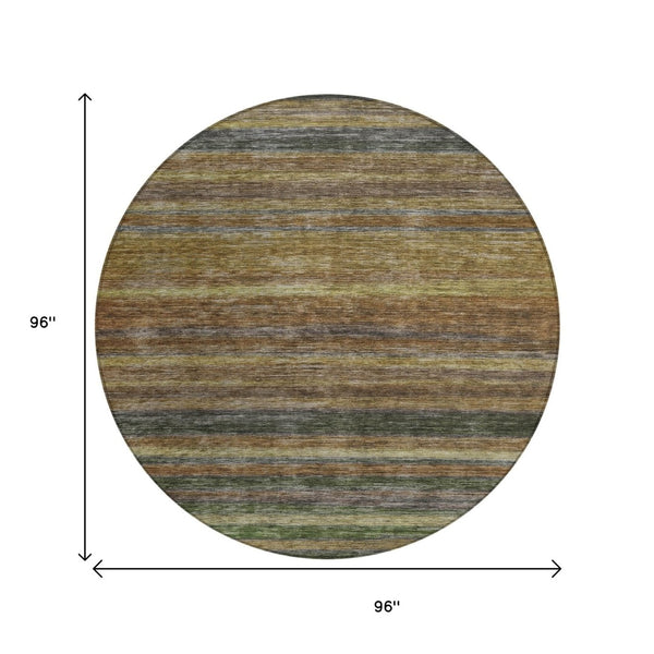 HomeRoots 5' Striped Washable Area Rug – Durable, Stain-Resistant Design for Indoor & Outdoor Spaces 8' Round 615832