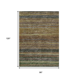 HomeRoots 5' Striped Washable Area Rug – Durable, Stain-Resistant Design for Indoor & Outdoor Spaces 8' X 10' 615833
