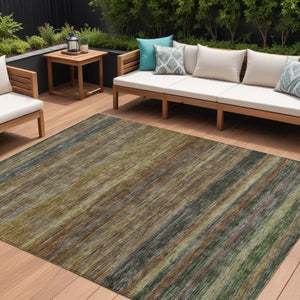 HomeRoots 5' Striped Washable Area Rug – Durable, Stain-Resistant Design for Indoor & Outdoor Spaces 8' X 10' 615833
