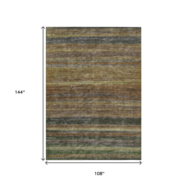 HomeRoots 5' Striped Washable Area Rug – Durable, Stain-Resistant Design for Indoor & Outdoor Spaces 9' X 12' 615834