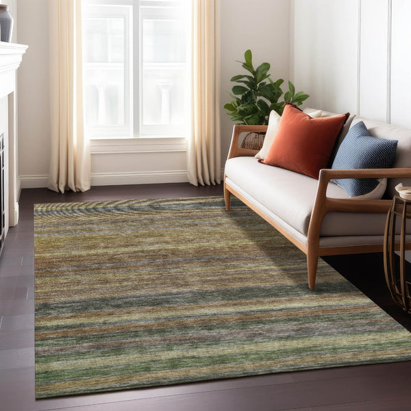HomeRoots 5' Striped Washable Area Rug – Durable, Stain-Resistant Design for Indoor & Outdoor Spaces 9' X 12' 615834
