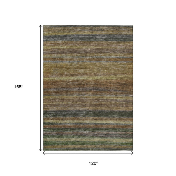 HomeRoots 5' Striped Washable Area Rug – Durable, Stain-Resistant Design for Indoor & Outdoor Spaces 10' X 14' 615835